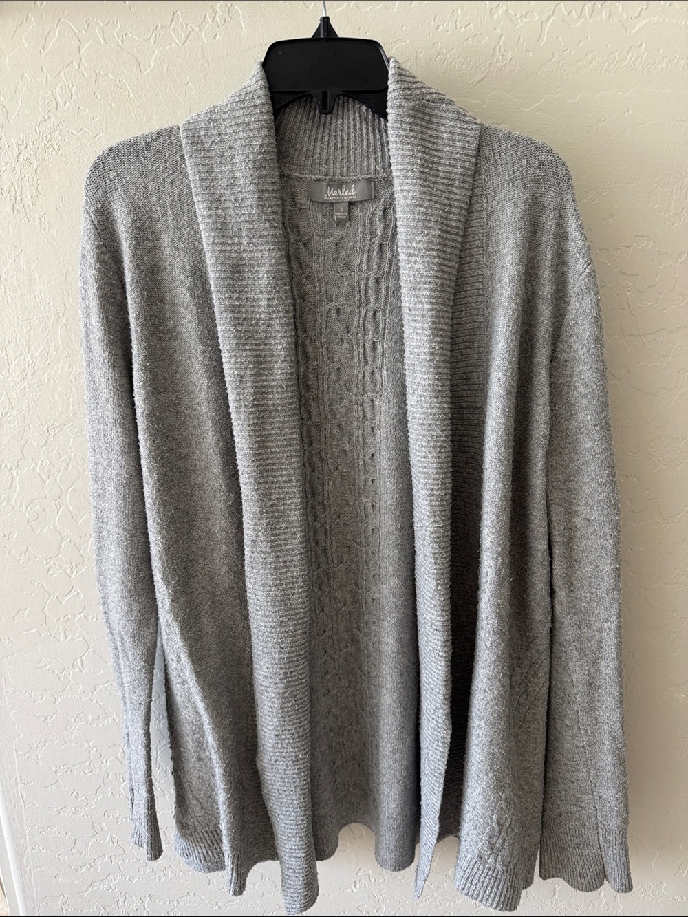 Market & Spruce Light Gray Open Front Knit Cardigan